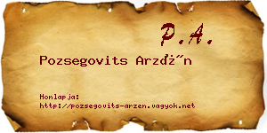 Pozsegovits Arzén névjegykártya